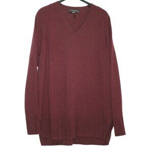 Ann Taylor Burgundy V-Neck Tunic Wool Cashmere Blend Sweater Womens S Capsule